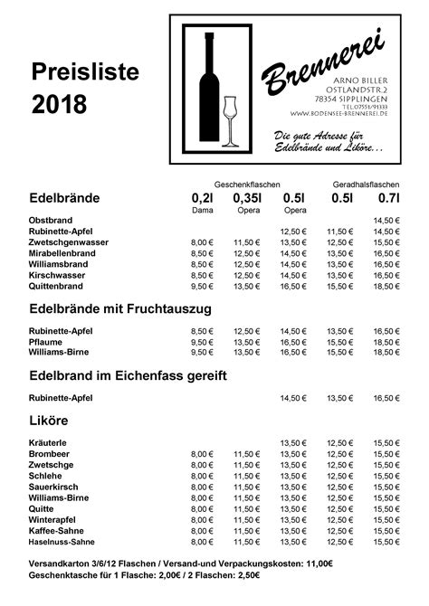 Preisliste .